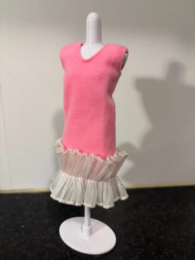 Light pink Barbie Sindy dress with white lace