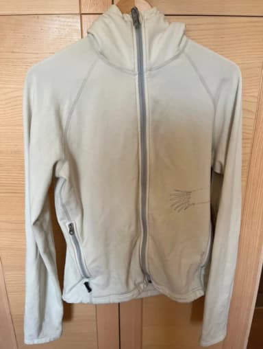 Offwhite und beige Fleece-Hoodie für Damen Größe L