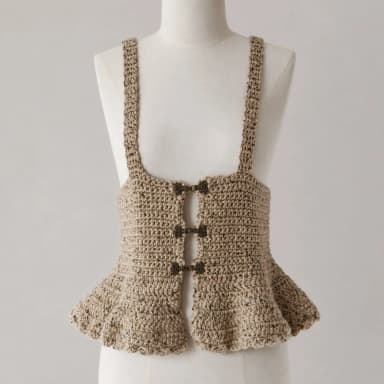 Hand-knitted corset with pewter hooks and underbust design