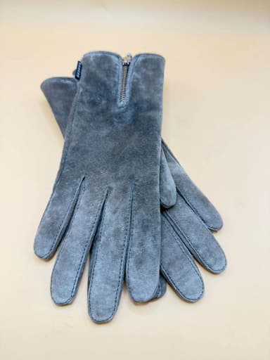 Gaucho Lederhandschuhe grau Wildleder mit Wollfutter Größe 6 1/2