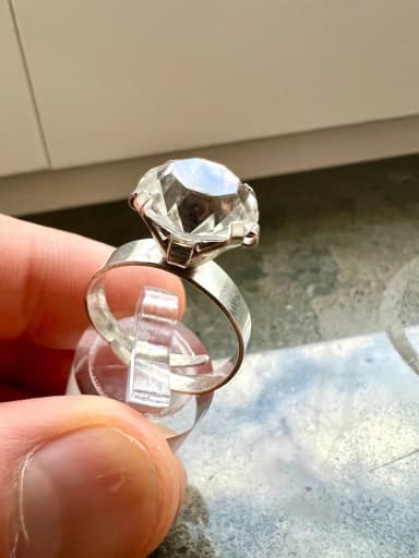 Anillo ajustable de plata auténtica 925 S Suecia con cuarzo grande