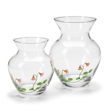 2 jarrones Kosta Boda Fleur con motivo floral pintado a mano