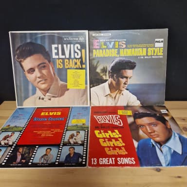Neljä Elvis Presleyn vinyylilevyä 1960-luvulta