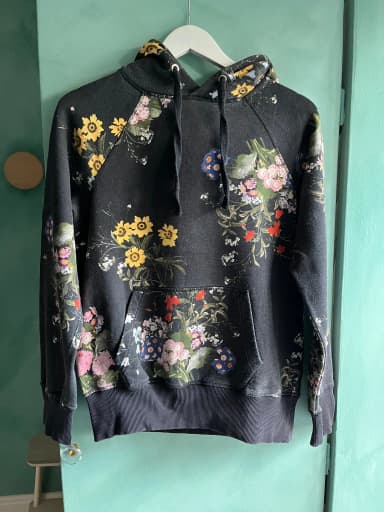 H&M x Erdem schwarzer Hoodie mit Blumenmuster Größe XS-S