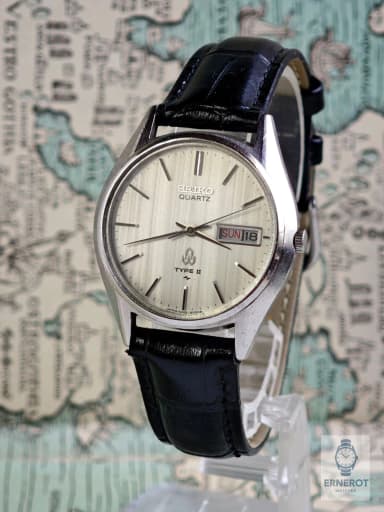 Seiko Type II Quartz Uhr von März 1978 mit weißem Musterzifferblatt