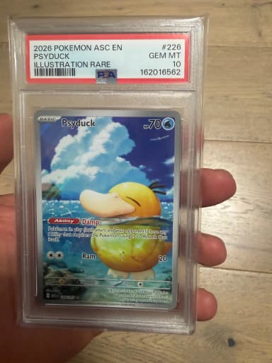 Harvinainen PSA 10 Psyduck Pokémon-kortti Ascended Heroes -sarjasta