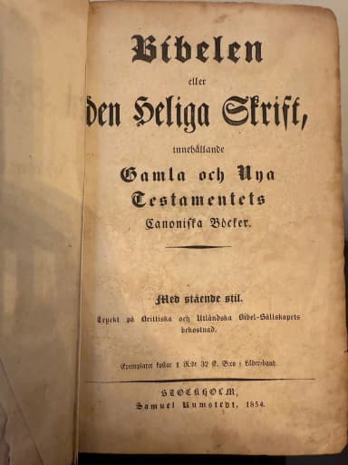 Samuel Rumstedt 1854 nahkakantinen Raamattu myynnissä