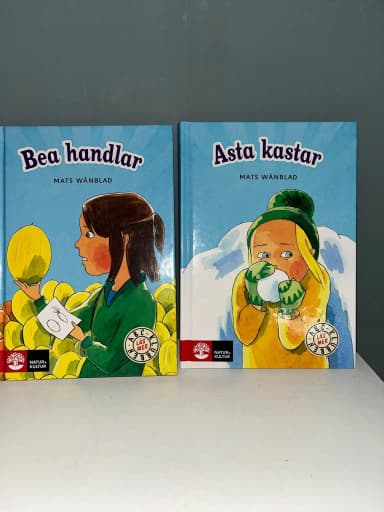 Bea handlar and Asta kastar from ABC-klubben series by Natur & Kultur
