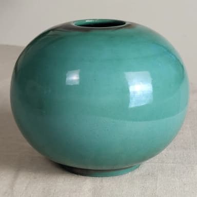 Art Deco green globe vase from Sankt Eriks Upsala Ekeby