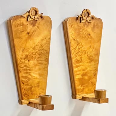 Candelabro de pared de madera estilo Jugend