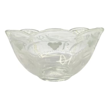 Cuenco de cristal transparente vintage con diseño grabado de uvas
