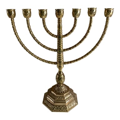 Candelabro vintage de latón con siete brazos