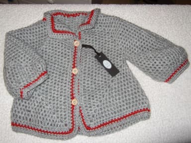 Handgehäkelter Babypullover Größe ca. 1 Jahr, 80 cm