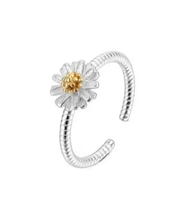 Silver and gold plated flower ring with daisies 925-S plated
