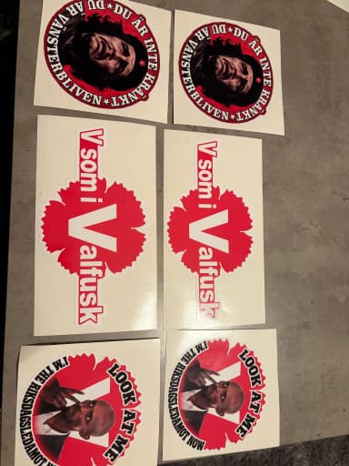 Political stickers with printed designs