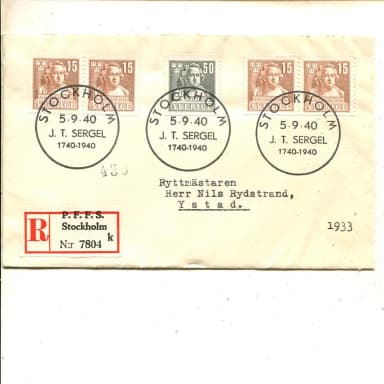 Sergel FDC con BB-par de 1940 en subasta