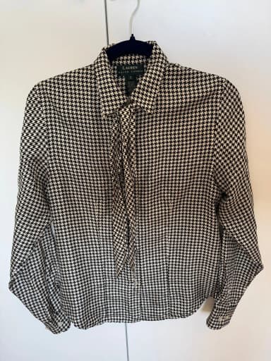 Lauren Ralph Lauren schwarze und weiße Seidenbluse Größe S