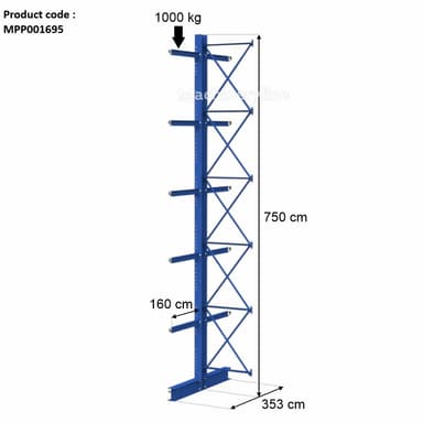 Estantería cantiléver doble Stow modelo 7500/330/160 con capacidad de 1000 kg