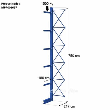 Estantería cantiléver Stow unilaterale 7500/300/160 con capacidad de 1500 kg
