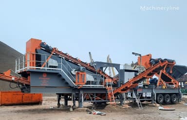 Trituradora de impacto móvil Polygonmach con criba de 3 niveles y alimentadores