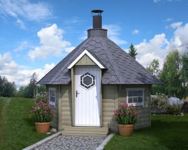 Casa de barbacoa finlandesa de lujo con campana y chimenea