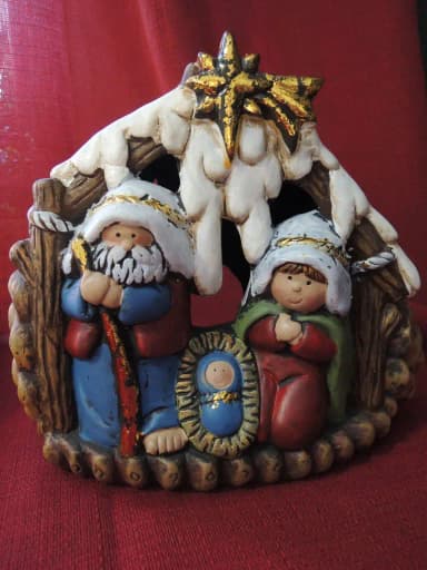 Weihnachtslicht Laterne mit Krippe und Jesuskind Dekoration