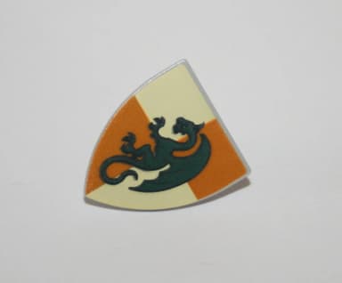 Light gray LEGO knight shield with print from Kingdoms Castle
