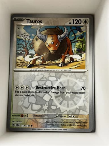 Tauros 112/142 holo inverso Stellar Crown carta Pokémon
