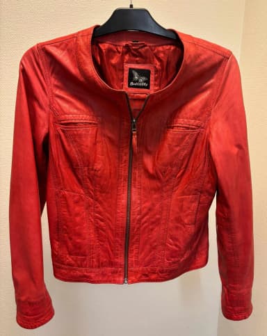 Chaqueta de cuero roja butterfly talla 40 cuero auténtico