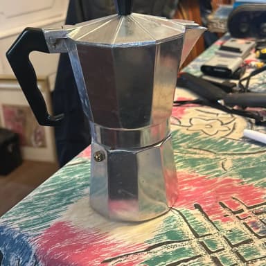 Metal espresso pot with six cups for sale