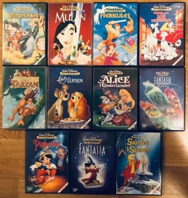 Complete set of 11 first release Disney classics without spine numbers