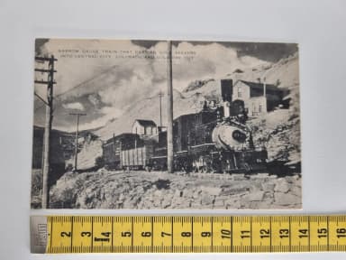 Postcard featuring narrow gauge train