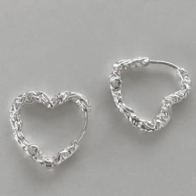 Trendy silver plated heart hoop earrings perfect as a gift