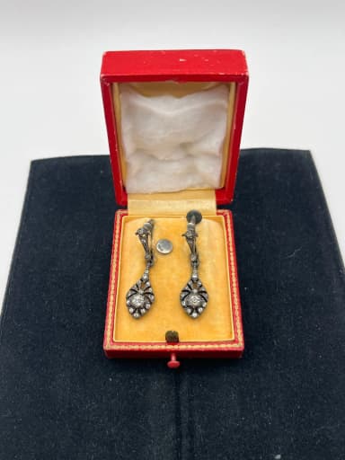 Antique 935 silver earrings with rhinestones from 1920s-30s