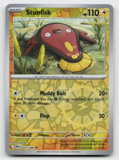 Stunfisk 035/086 Reverse Holo White Flare Uncommon Karte