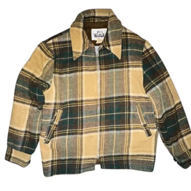 Chaqueta de lana a cuadros Woolrich de los años 60-70 con etiqueta blanca