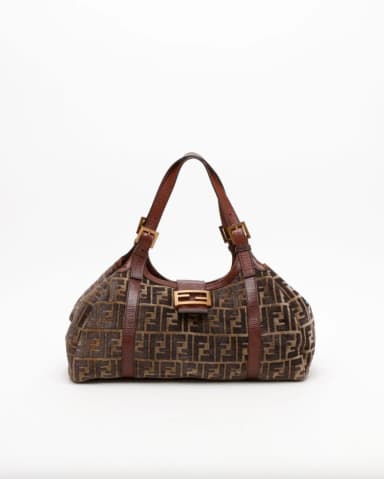 Fendi FF Velours Hobo-Tasche in sehr gutem Zustand