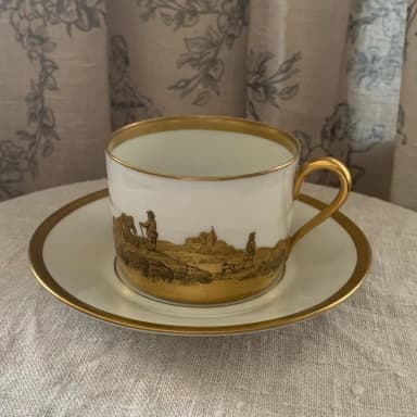 Philip Rosenthal Tasse und Untertasse in Weiß und Gold aus den 1920er Jahren