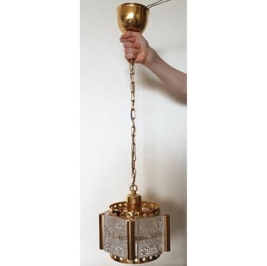 Deckenlampe aus Glas und Messing, 20. Jahrhundert, Vintage