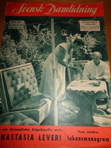 Svensk Damtidning -lehden numero 34 vuodelta 1956, mukana Erik Pråhl ja Peter Us