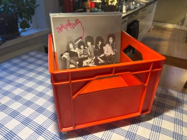 Vinylplateoppbevaringsrygg med skivback-design fra IKEA