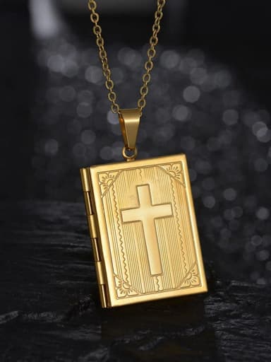 50cm Halskette mit öffnungsbarem Kreuz-Anhänger aus 14K vergoldetem Stahl