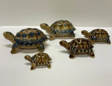 Familia de tortugas de porcelana Wade vintage de Inglaterra de los años 50