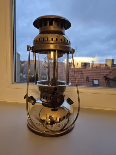 Optimus 200 P brass storm lantern from Civil Defence