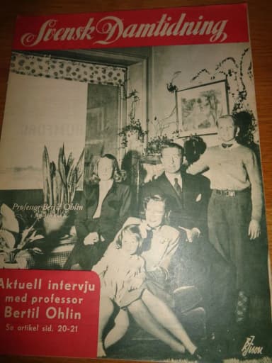 Svensk Damtidning nro 14 vuodelta 1947 Bertil Ohlinin kanssa