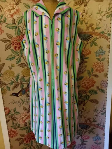 Vintage Diolen geblümtes gestreiftes Midikleid XL XXL
