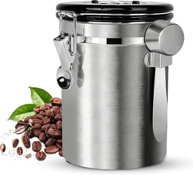 Kaffeebehälter aus Edelstahl mit Datumsanzeige und Messlöffel 1,8L