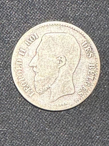 1867 Leopold II Belgian 1 franc -kolikko hyvässä kunnossa