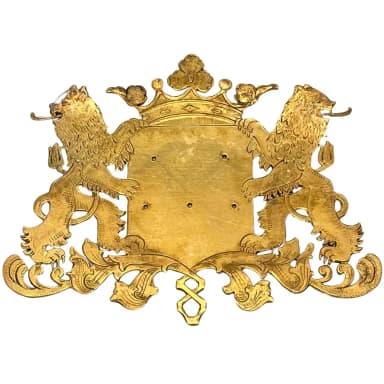 Figura vintage de león heráldico en latón para escudo de armas