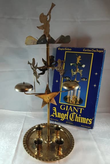 Large Giant Angel Chimes in Nostalgic Brass for Christmas and Advent